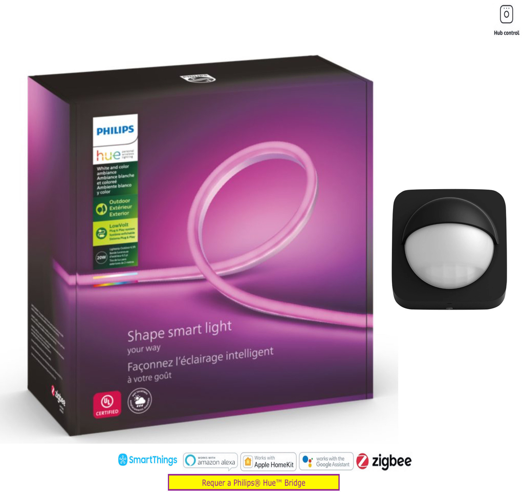 Philips Hue White & Color Ambiance Outdoor Smart LightStrip l Fita de Led Outdoor 2 mts l 2ª Geração l + Sensor de Movimento l Fluxo Luminoso 850 lumen l Compatível com a Alexa, Apple Homekit & Google Assistant | Requer Hue Bridge