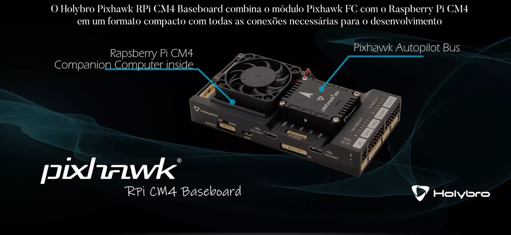 Holybro Pixhawk RPi CM4 Baseboard + Autopilot Pixhawk 6X + Módulo de Potência PM03D l Raspberry Pi CM4 (CM4008032) l Controlador de Voo pra Drones l 20189 - comprar online