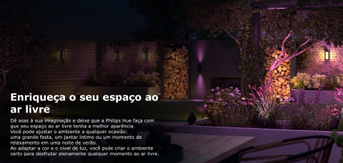 Philips Hue Discover Outdoor Floodlight + Hue Dusk-to-Dawn Sensor de Movimento Outdoor l Luminária de Parede l Projetor de Segurança l Poderoso Fluxo Luminoso 2.300 lumen l LED Integrado l Compatível com a Alexa, Apple Homekit & Google Assistant | Requer Hue Bridge na internet