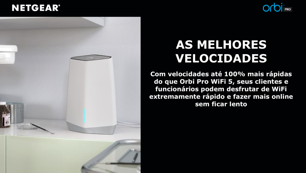 Netgear Orbi Pro SXK80B1 AX6000 WiFi6 Mesh Até 6Gbps | 4 SSIDs, VLAN, QoS | Triband Gigabit Mesh | 280m² - Loja do Jangão - InterBros