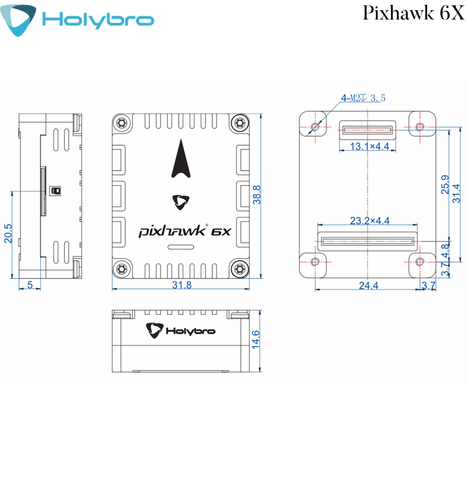 Holybro Pixhawk 6X l Sistema de Voo & GPS l Controlador de voo modular l UAVs & Drones l 11053 l 18062 l 18074 l 18066 l 18078 l 20172 l 20173 l 20295 l 20175 l Escolha seu Kit - online store