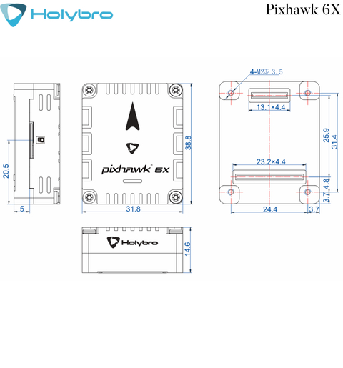 Holybro Pixhawk 6X l Sistema de Voo & GPS l Controlador de voo modular l UAVs & Drones l 11053 l 18062 l 18074 l 18066 l 18078 l 20172 l 20173 l 20295 l 20175 l Escolha seu Kit - online store