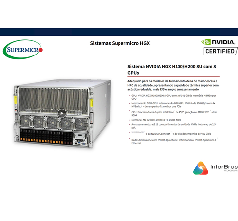 Supermicro NVIDIA HGX H100 , GPU SuperServer SYS-821GE-TNHR - Loja do Jangão - InterBros