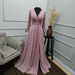 VESTIDO MANGA LONGA SEM BRILHO FENDA - comprar online