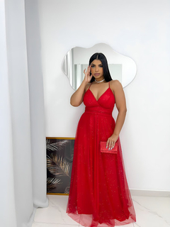 VESTIDO INSP SAIA LISA COM BRILHO - comprar online