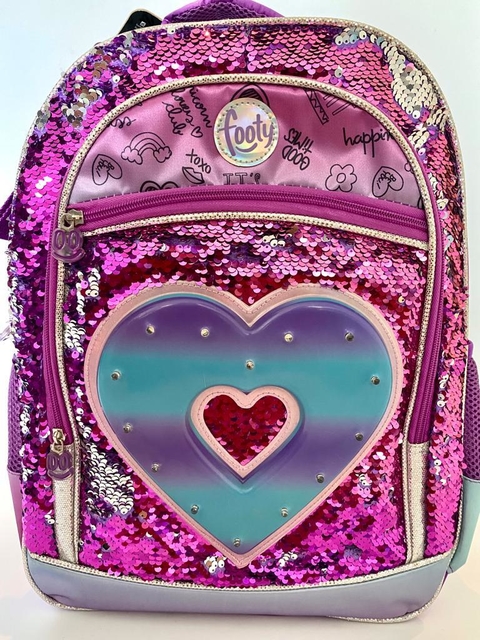 Mochila Footy Corazón Lentejuelas LED 18"