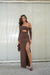 Vestido longo manga luvinha | Marrom