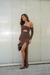 Vestido longo manga luvinha | Marrom na internet