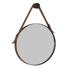 Espelho Onix 60 cm Rudnick Preto Fosco com Alça Caramelo