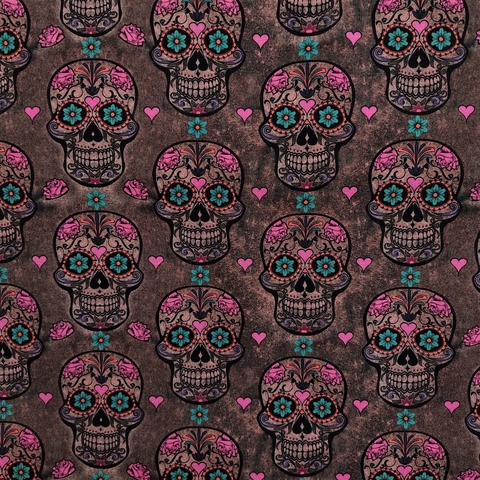 Tricoline Caveira Corações 0,50x 1,50m - DIGITAL