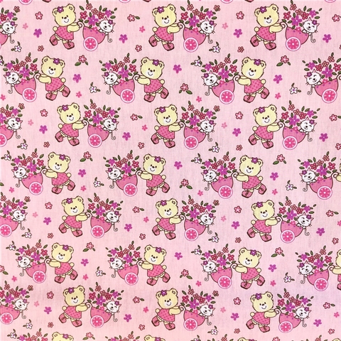 Tricoline Ursinha Floral Gato 0,50x 1,50m