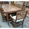 MESA ESTILO BONANZA DE 3.00 X 1.20 HIDROLAQUEADA Y 2 CABECEROS Y 10 SILLAS