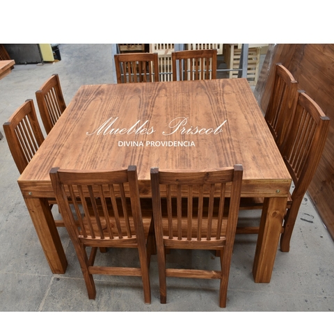 MESA ESTILO ASIA CUADRADA DE 1.40 X 1.40, 4 PATAS Y 8 SILLAS