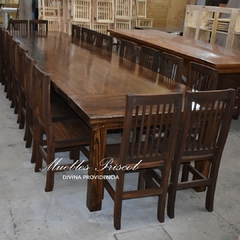 MESA ESTILO CAMPO DE 5.00 x 1.20 HIDROLAQUEADA + 20 SILLAS ENCERADAS - tienda online