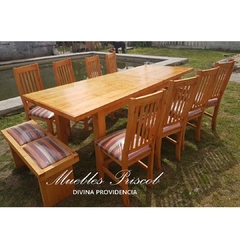 MESA EXTENSIBLE DE 1.80 x 0.90 a 2.30 x 0.90 HIDROLAQUEADA + 8 SILLAS +2 BANQUITOS ASIA - comprar online
