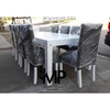 MESA ESTILO ASIA DE 2.40 x 1.20 HIDROLAQUEADA EN BLANCO + 10 SILLAS VESTIDAS