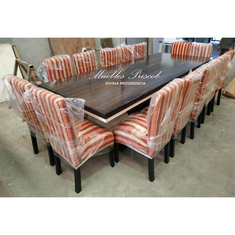 MESA PATAS FRANCESAS BICOLOR + 14 SILLAS