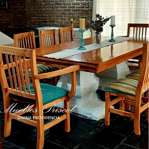 MESA PATAS FRANCESAS BICOLOR + 6 SILLAS + 2 CABECEROS