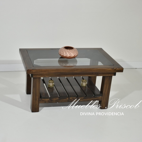 MESA RATONA DE 0.80 X 0.60 + VIDRIO + DECK HIDROLAQUEADA