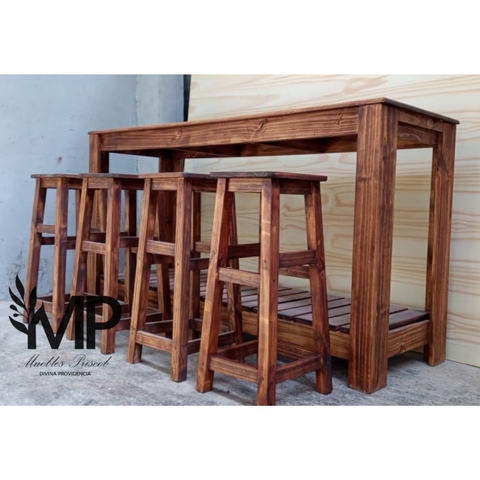 COMBO DEAYUNADOR + TABURETES: DESAYUNADOR DE 1.60 X 1.00 X 0.40 CON DECK + 4 TABURETES