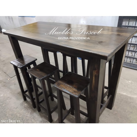 COMBO DEAYUNADOR + TABURETES: DESAYUNADOR DE 1.20 X 1.00 X 0.40 + 4 TABURETES