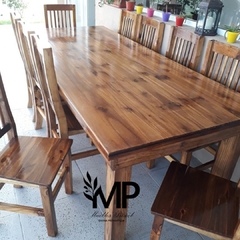 MESA ESTILO CAMPO DE 2.40 X 1.00 + 10 SILLAS - comprar online