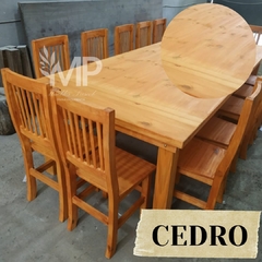 MESA ESTILO CAMPO DE 3.00 X 1.20 + 14 SILLAS TODO TEÑIDO Y ENCERADO - tienda online