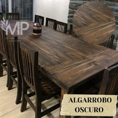 Imagen de MESA ESTILO CAMPO DE 3.00 X 1.20 + 14 SILLAS TODO TEÑIDO Y ENCERADO