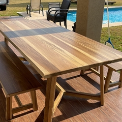 MESA DE PETIRIBI DE 2.40 X 1.00 + BANCOS SIN RESPALDO - comprar online