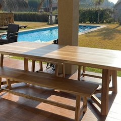 MESA DE PETIRIBI DE 2.40 X 1.00 + BANCOS SIN RESPALDO - tienda online