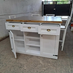 ISLA DESAYUNADORA + 4 BANQUETAS DE HIERRO - comprar online