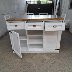 ISLA DESAYUNADORA + 4 BANQUETAS DE HIERRO - tienda online