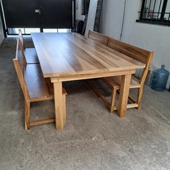 MESA DE PETIRIBI + BANCOS CON RESPALDO - comprar online