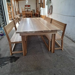 MESA DE PETIRIBI + BANCOS CON RESPALDO - Muebles Priscob