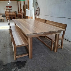 MESA DE PETIRIBI + BANCOS CON RESPALDO - tienda online