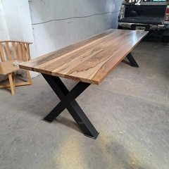 MESA DE GUAYUBIRA DE 3.00 X 1.00 PATAS CAÑO - Muebles Priscob