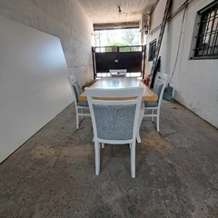 MESA EXTENSIBLE BICOLOR + 4 SILLAS - Muebles Priscob