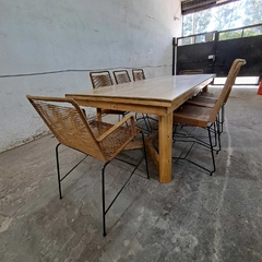 MESA ESTILO CAMPO DE 2.40 X 1.00 PATAS Y + 6 SILLAS TULUM + 2 SILLONCITOS TULUM en internet