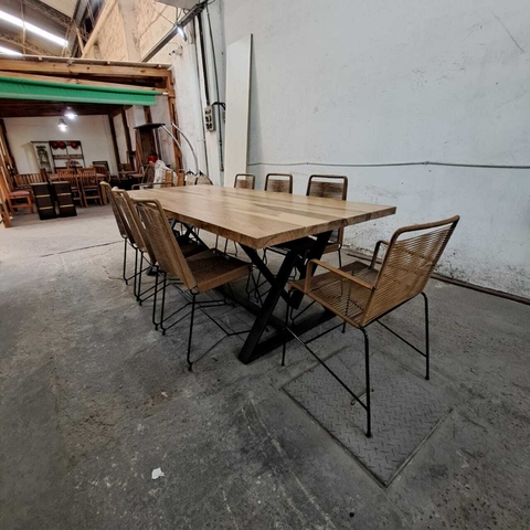 MESA DE PETIRIBI DE 2.40 X 1.00 + SILLAS TULUM + SILLONCITOS TULUM