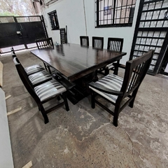 MESA ESTILO CAMPO CON PATAS FRANCESAS + 2 CABECEROS + 6 SILLAS - Muebles Priscob