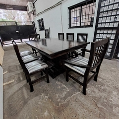 MESA ESTILO CAMPO CON PATAS FRANCESAS + 2 CABECEROS + 6 SILLAS en internet