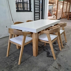 MESA DE MICROCEMENTO + SILLAS COLONIALES + ALMOHADONES - Muebles Priscob