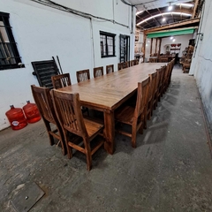 MESA ESTILO CAMPO DE 5.00 x 1.20 HIDROLAQUEADA + 20 SILLAS ENCERADAS - tienda online