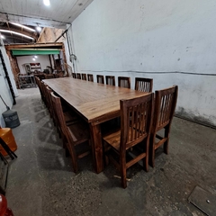 MESA ESTILO CAMPO DE 5.00 x 1.20 HIDROLAQUEADA + 20 SILLAS ENCERADAS - comprar online