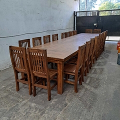 MESA ESTILO CAMPO DE 5.00 x 1.20 HIDROLAQUEADA + 20 SILLAS ENCERADAS - comprar online