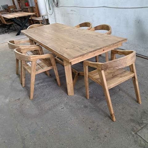 MESA ESTILO CAMPO + SILLAS COLONIALES