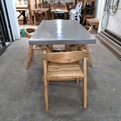 MESA DE MICROCEMENTO PATAS W + SILLAS COLONIALES en internet