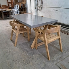 MESA DE MICROCEMENTO PATAS W + SILLAS COLONIALES - Muebles Priscob