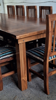 MESA ESTILO CAMPO + SILLAS TAPIZADAS - tienda online