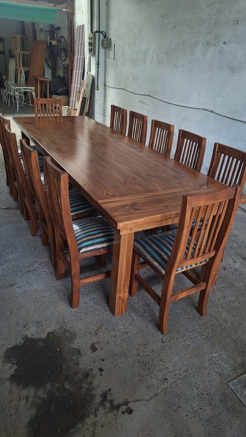 MESA ESTILO CAMPO + SILLAS TAPIZADAS